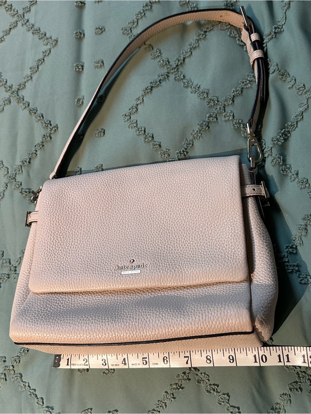 kate spade Light Pink Pebbled Leather Shoulder Bag with Silver Hardware